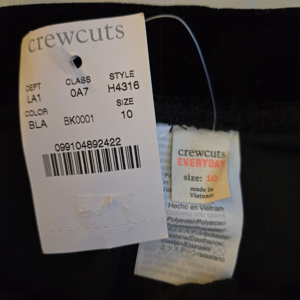 Crewcuts J. Crew Girls Black Velvet Stretch Everyday Leggings EB3 - Picture 2 of 6